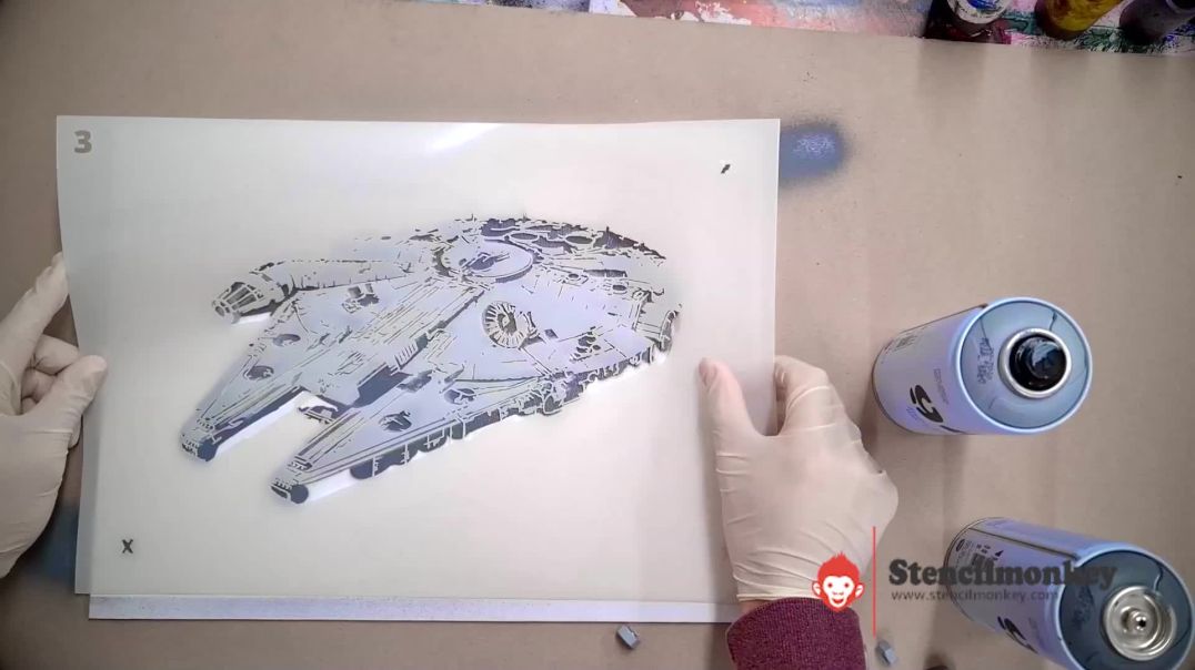 Starship Stencil Painting Using Layered Stencil | Stencilmonkey