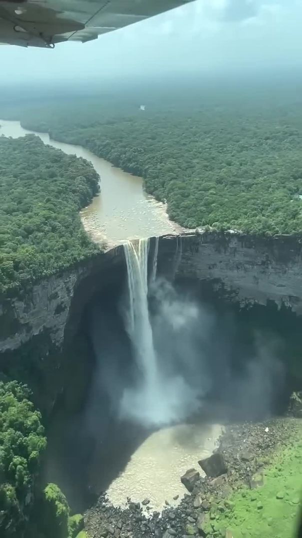 Kaieteur falls in Guyana, considered about 4 times larger than Niagara falls