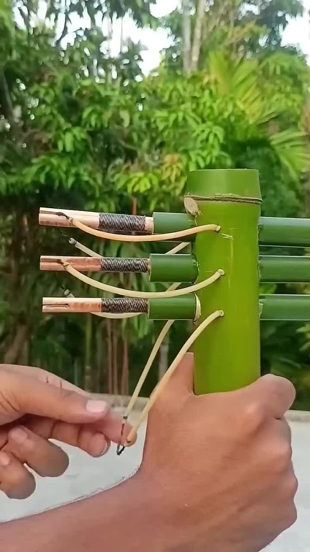 Bamboo Creations with 3 arrow #bamboo #Slingshots #DIY