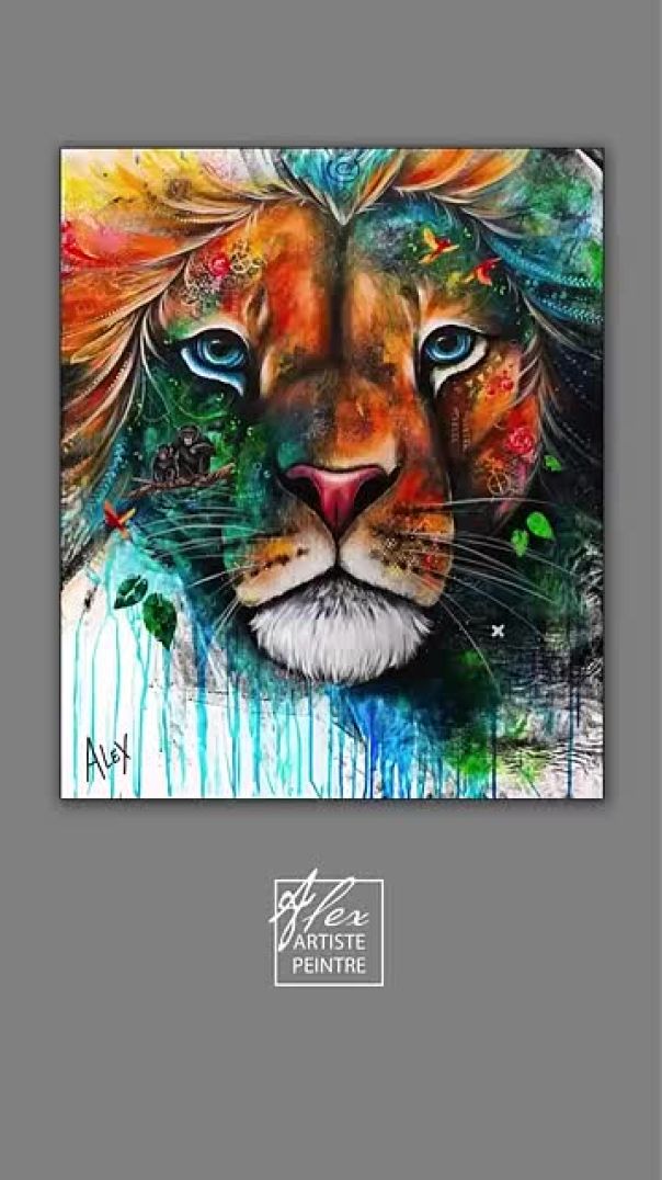 Painting with objects 🙂 🦁 ❤️ #animalartwork #animalart #colorfulartwork #femmeartiste