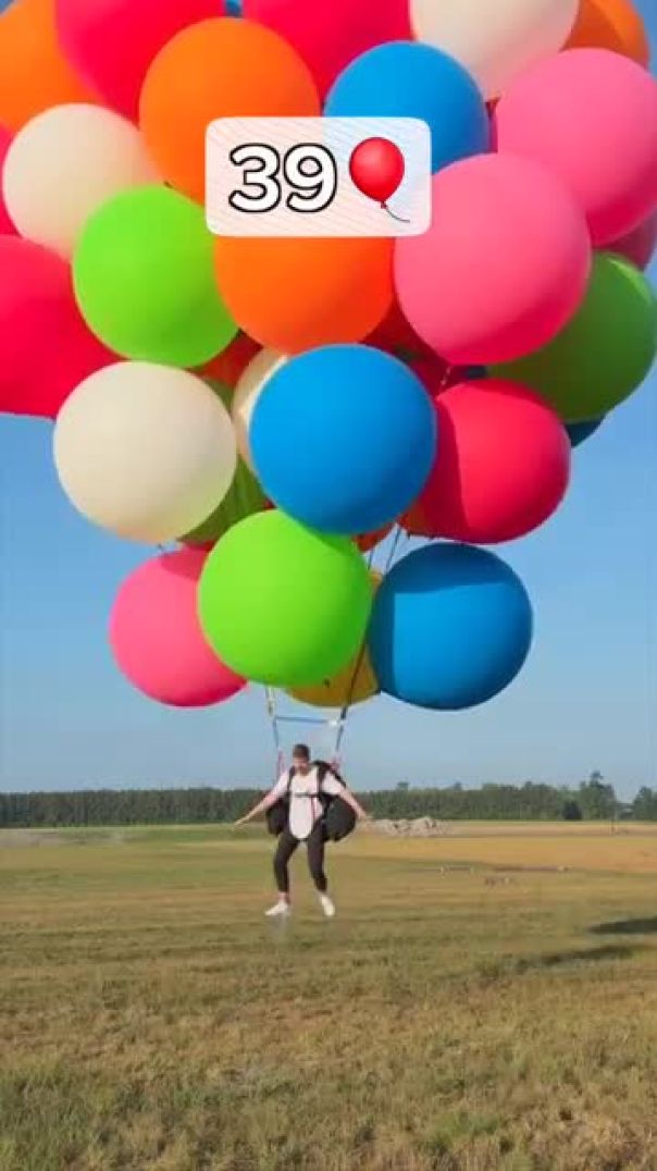 MR Beast flying with balloons