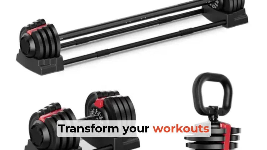 ⁣24 Kg Adjustable Dumbbells | Kettlebell Handle | Sturdy Barbell Steel Tubes | Tray Steel Tubes | Oit