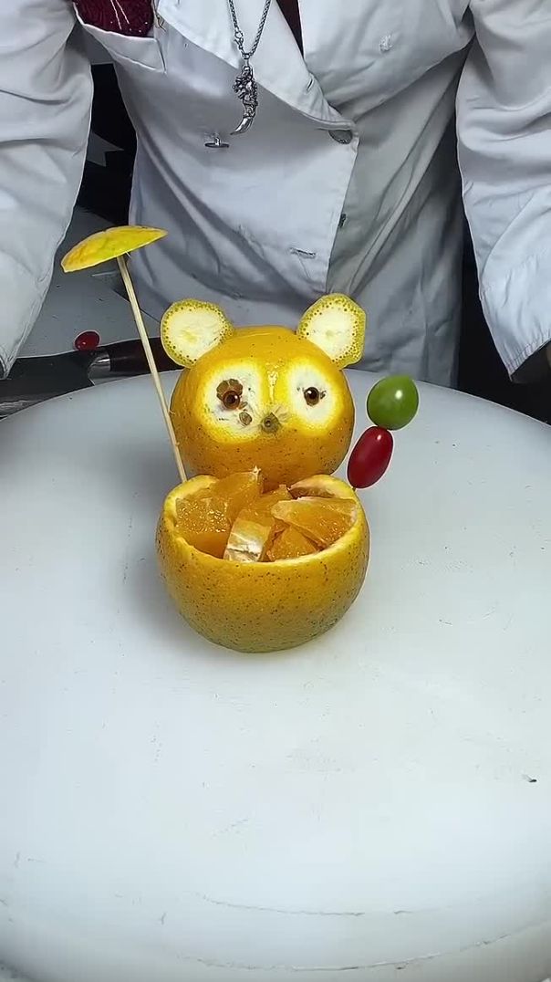 How To Make Taddy Bear 🐻 With Orange 🍊 #carvingart #creative #fruitcutting #carving