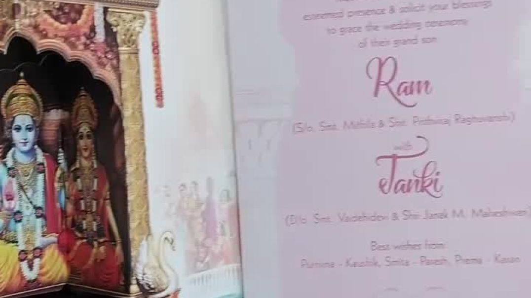 Elegant Hindu Wedding Invitation Card Featuring Lord Ram & Sita