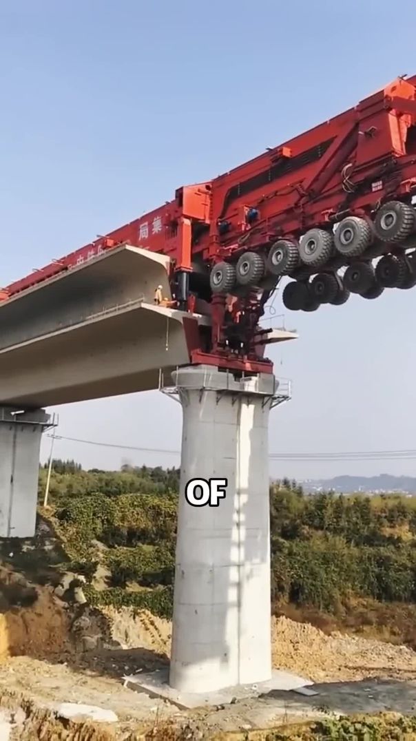 How are massive beams installed on viaducts hundreds of meters high? #shorts