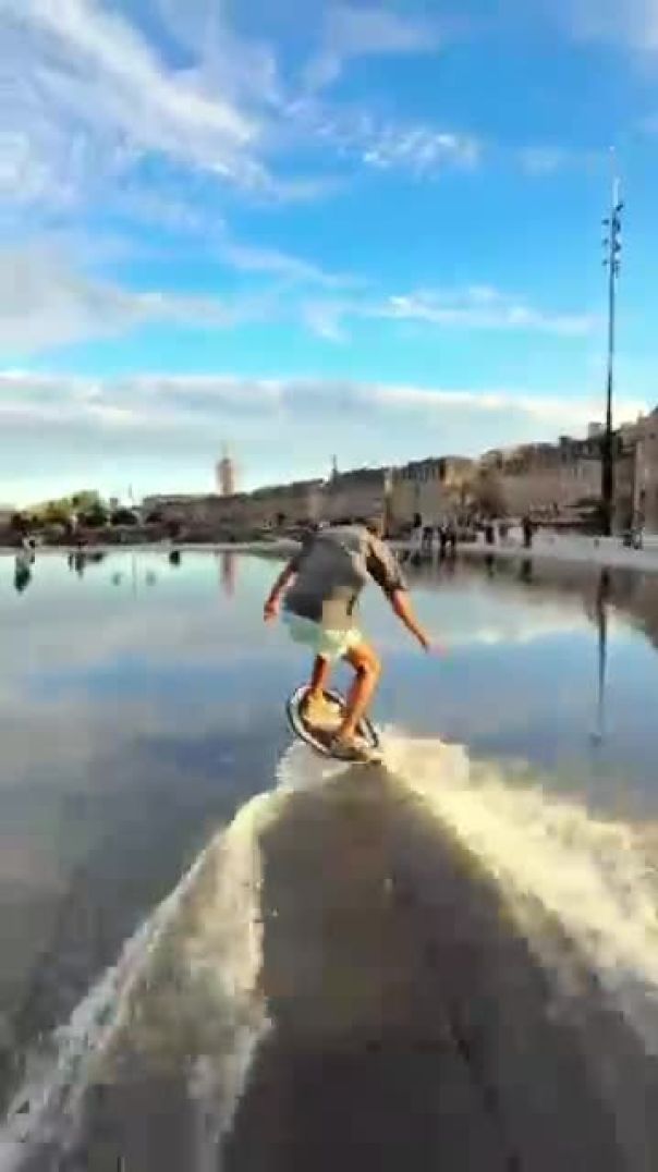 Skimboarding the largest fountain in the world!