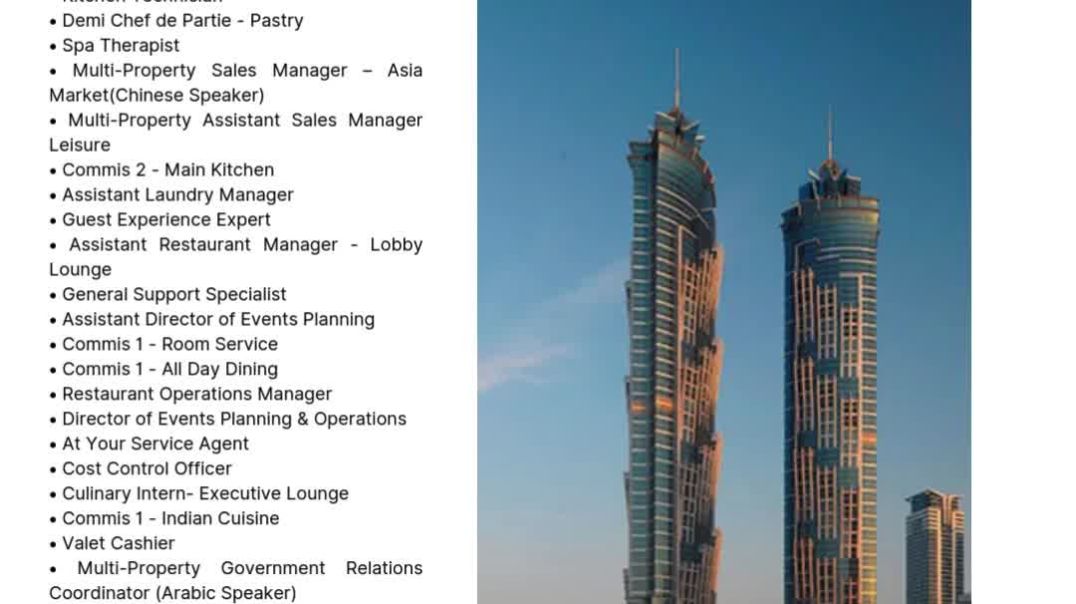 ⁣Job Openings at JW Marriott Marquis Hotel Dubai