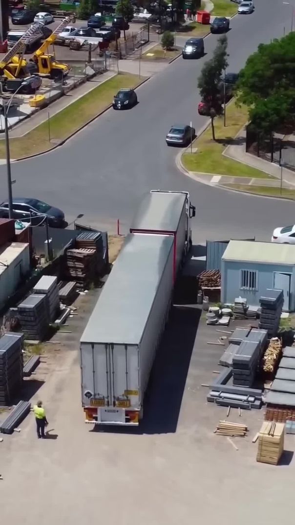 How does a truck of that size fit into that space easily?