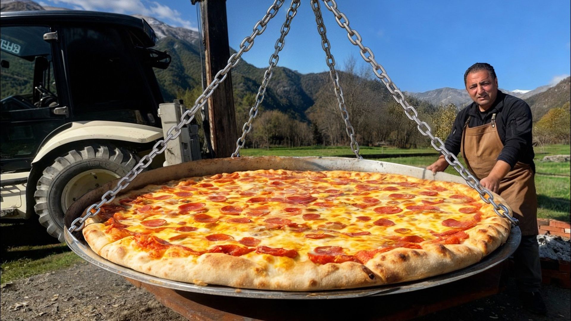 Giant Village Pizza So Massive It Needed an Excavator