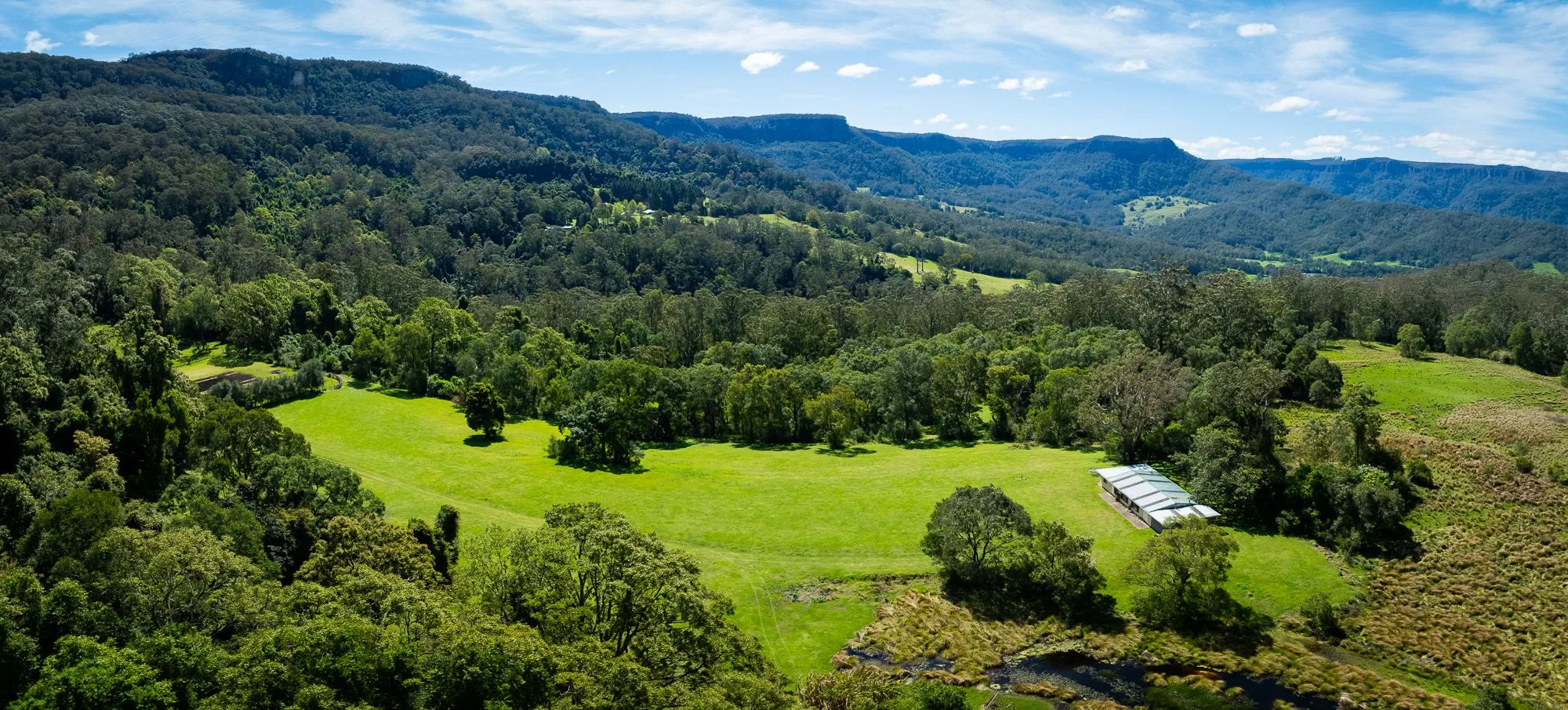 Bird's-eye view of Cedarvale NSW nestled in Kangaroo Valley