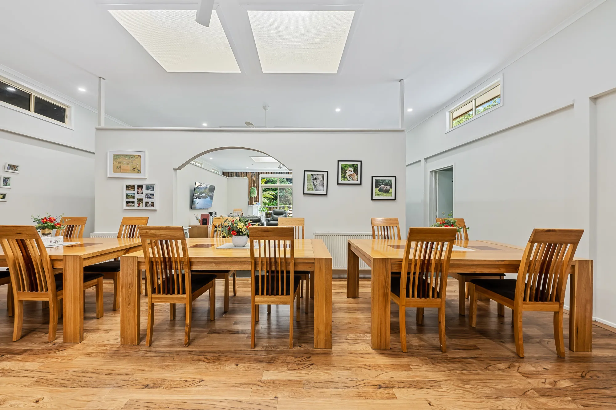 Guest dining area ready for shared meals