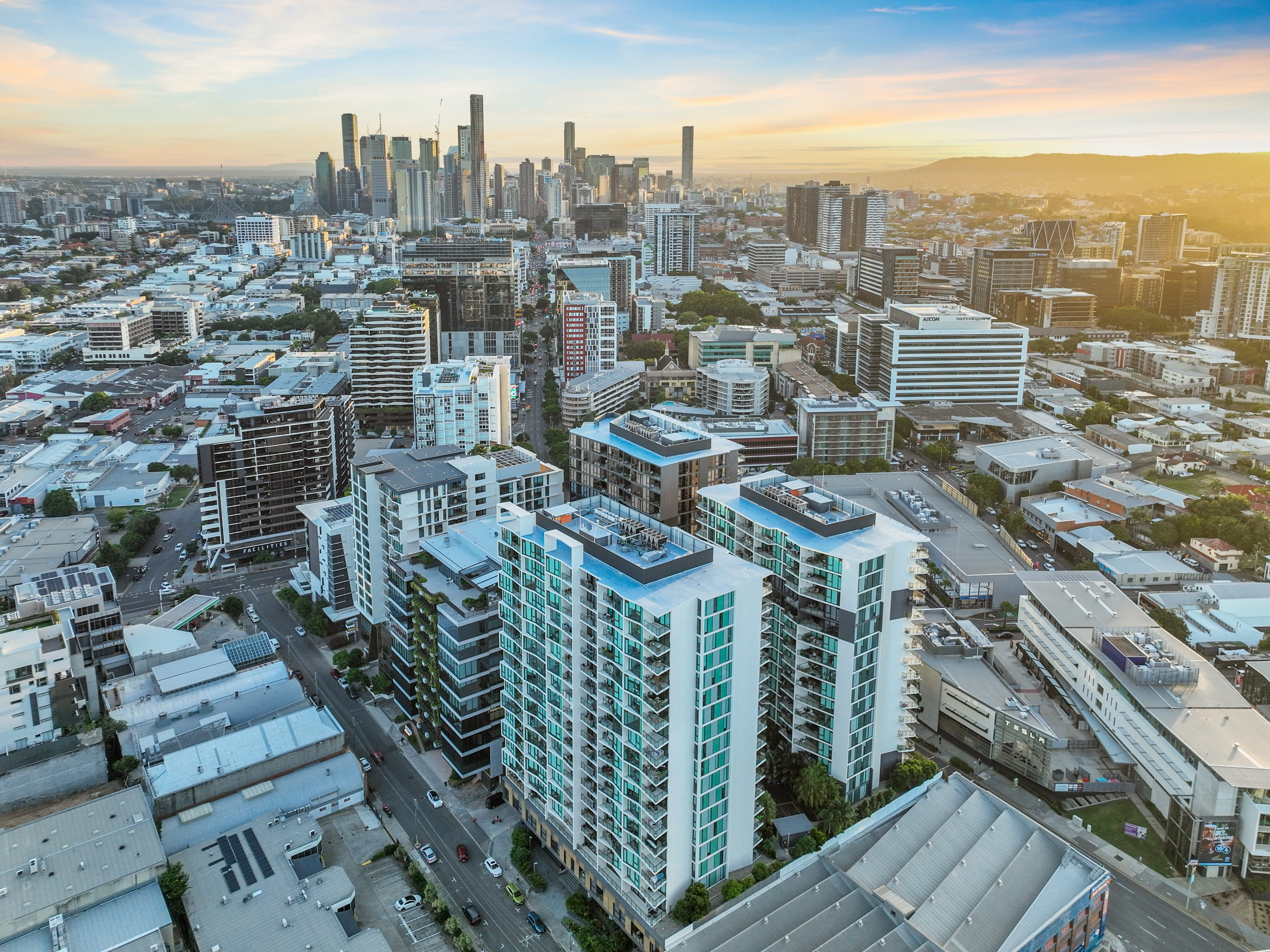 Drone photo showing the property and surrounding streets