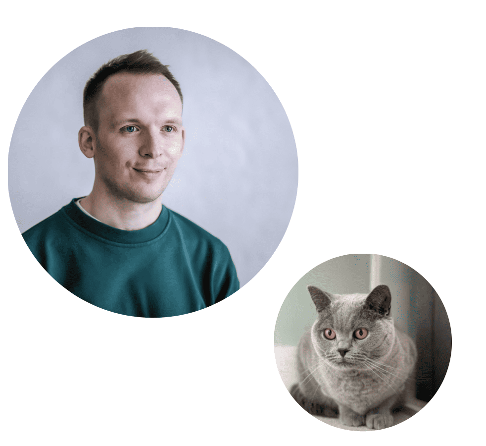 Samuel Burr, author, and his cat