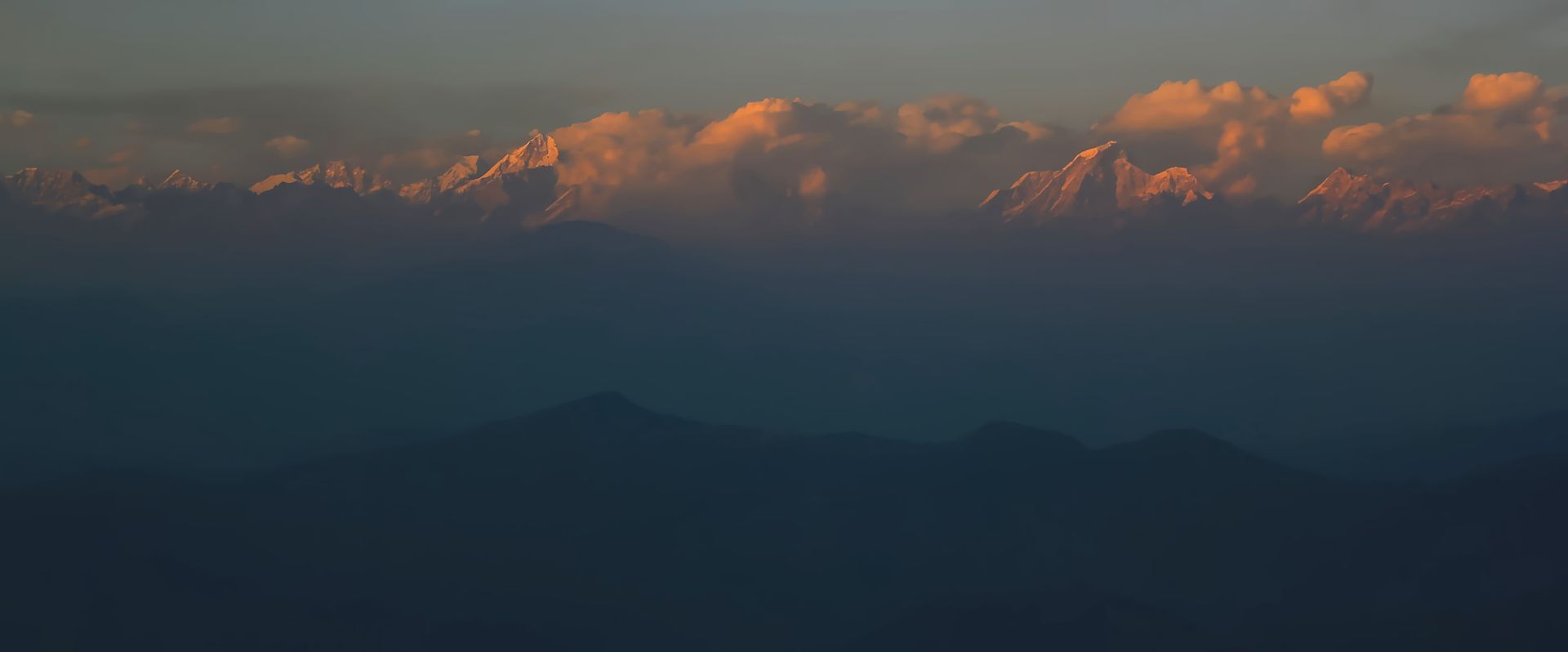 Himalayas covered by clouds