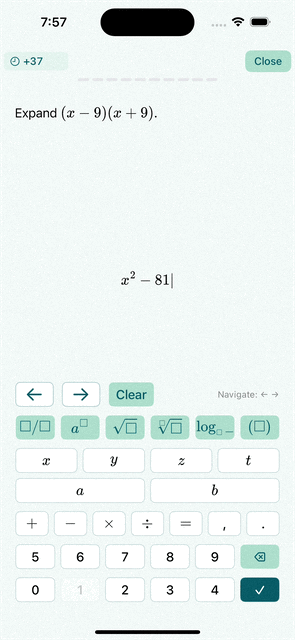 Student entering answer