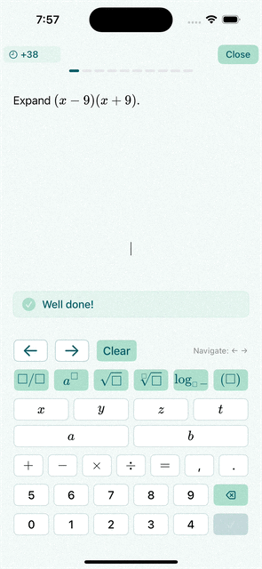 Correct answer feedback
