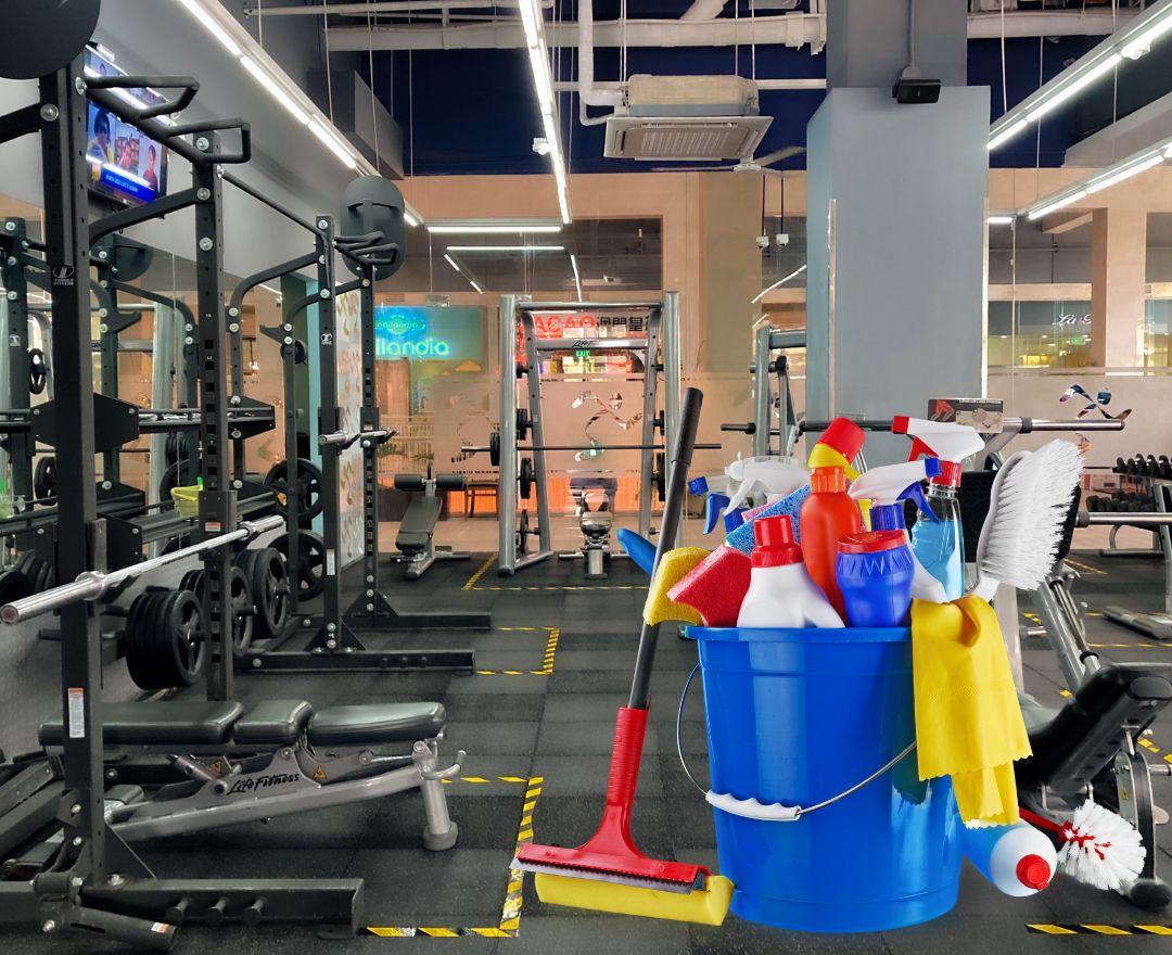 What do commercial gyms use to clean equipment?